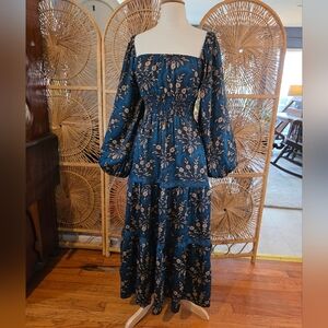Tuckernuck Omika Modal Monica Midi Dress In Print Marli Saphire Blue Size XS